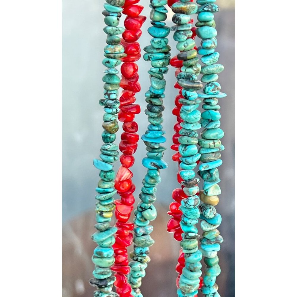 Turquoise & Vintage Coral Beaded Necklace Trigg Leather Horse Equestrian pendant - Picture 4 of 12